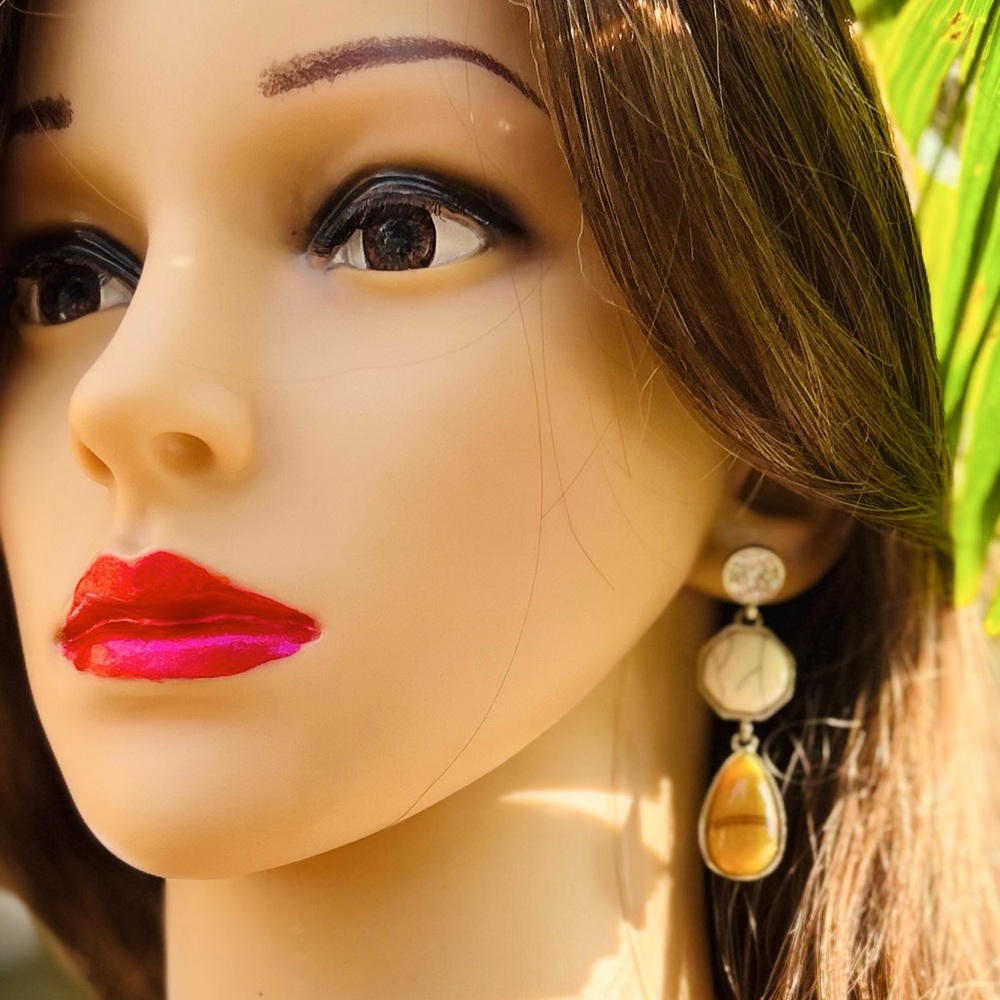 Earrings multi colored beautiful hues to accessorize. Pierced.